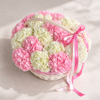 Pink and White Hydrangea Basket