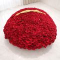 An exceptionally large, dome-shaped arrangement of 1000 fresh red roses in a grand wicker basket.