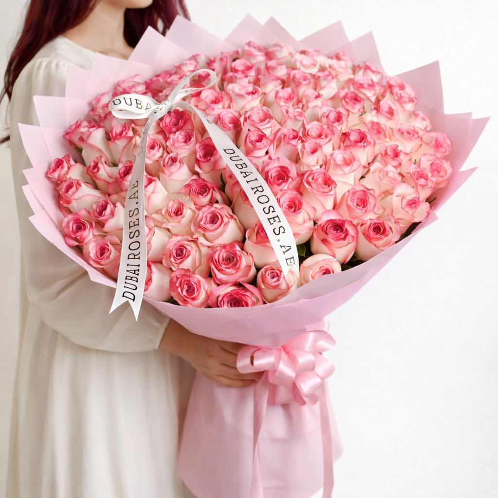 100 magic pink roses
