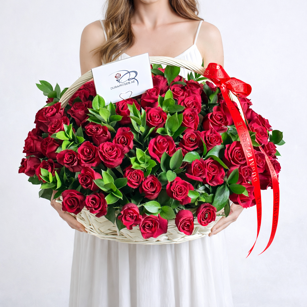 Red Roses in basket