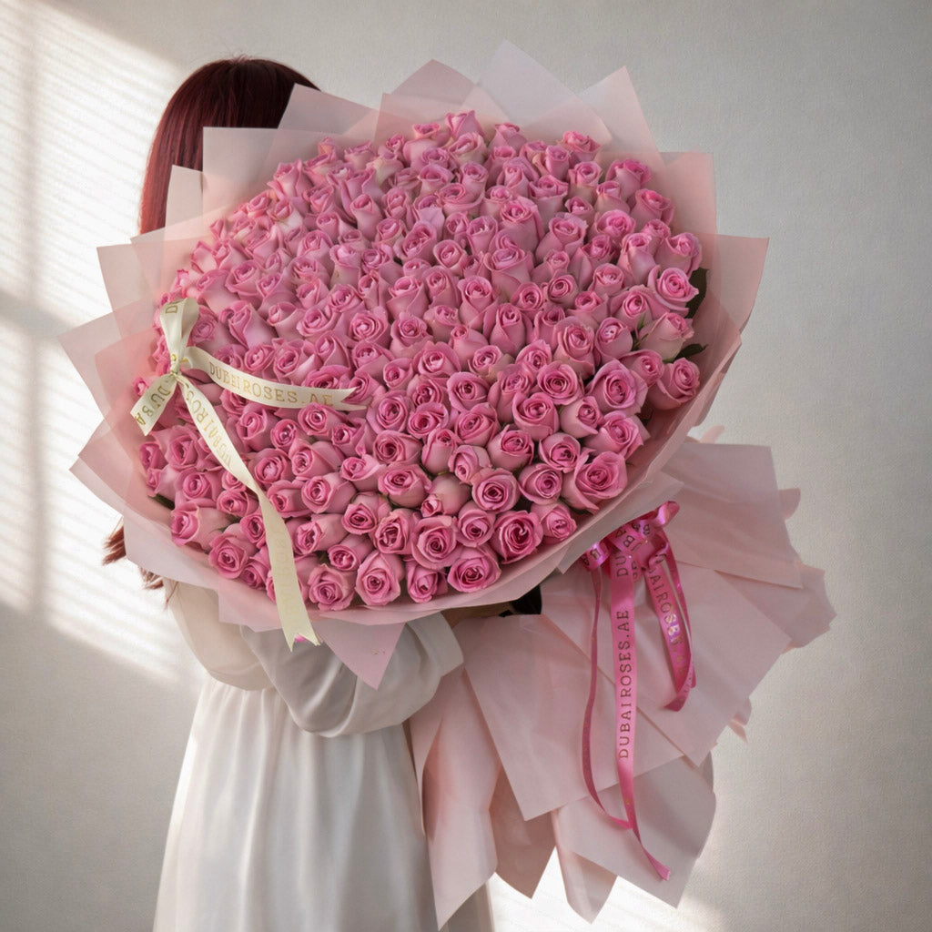 200 pink roses bouquet
