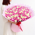200 white and pink roses bouquet