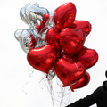 21 red and silver heart balloons