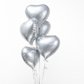 5pcs silver heart balloons