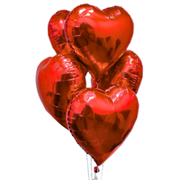 5pcs Red Heart Balloons