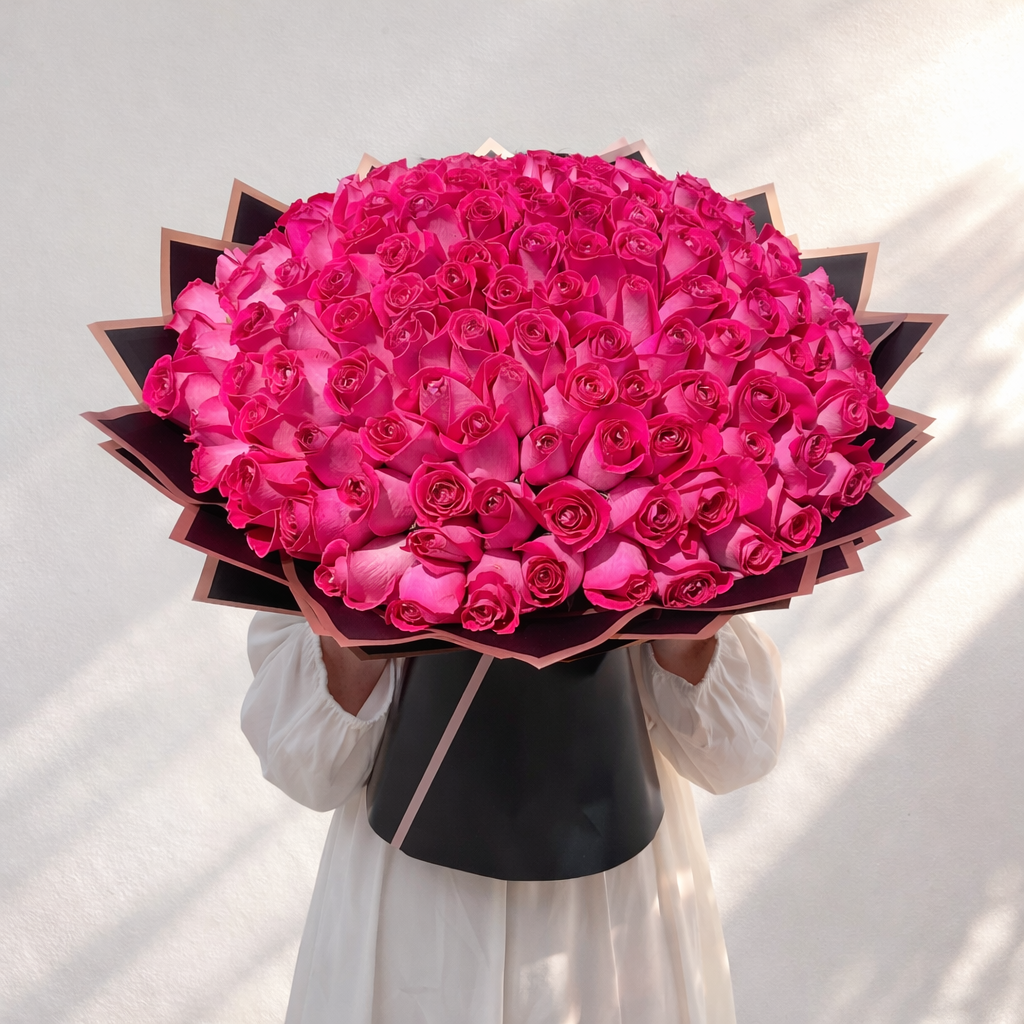 dark pink roses bouquet