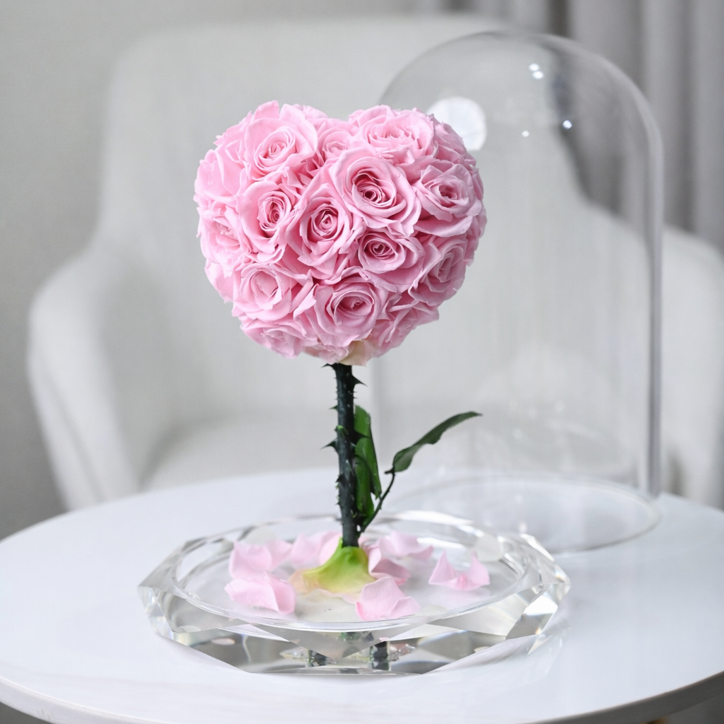 pink heart preserved roses