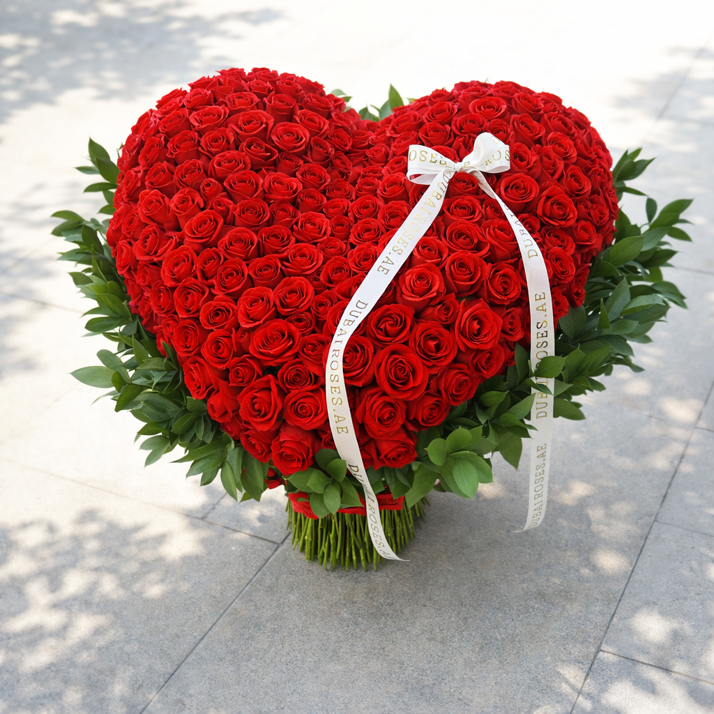 red roses 3D heart stand