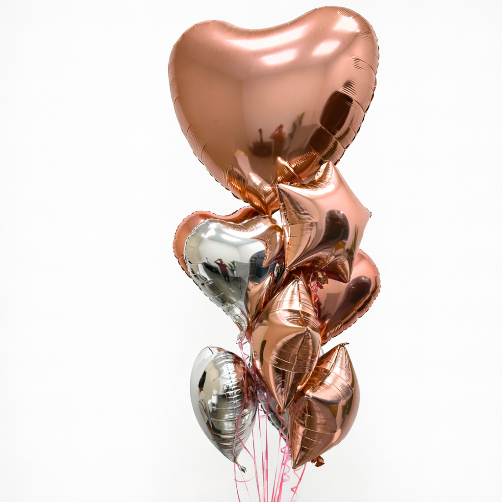 rose gold heart balloon set