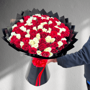Red and White Roses Bouquet - Image 2