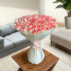 100 double color pink roses in white wrapping in dubai