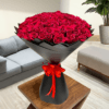 100 red roses in black wrapping in dubai