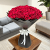 100 red roses in black wrapping in dubai