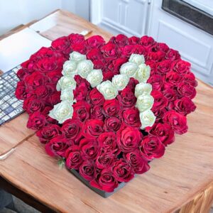 flowers in heart box