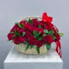 100 red roses in basket