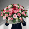 100 mix roses in basket
