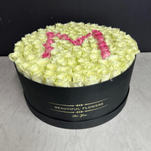 White roses in box