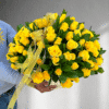 100 yellow roses in basket 2