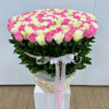 200 white and pink roses in basket 1