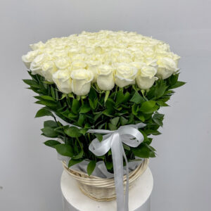 White Roses in Basket - Image 8