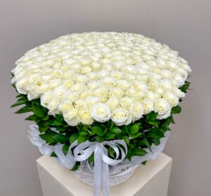 White Roses in Basket - Image 7