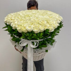 White Roses in Basket - Image 6