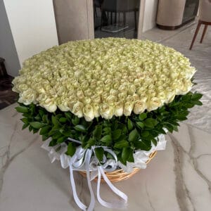 White Roses in Basket - Image 3