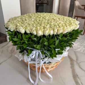 White Roses in Basket - Image 2