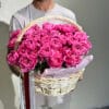 Dark Pink Julieta Roses in Basket