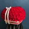 red roses in heart box arranged in 3D as birthday flowers