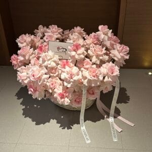 French Soft Pink Roses in Basket