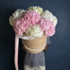 white and pink hydrangea new basket 1
