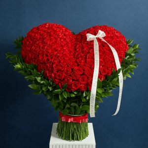 Red Roses in a 3D Heart Design